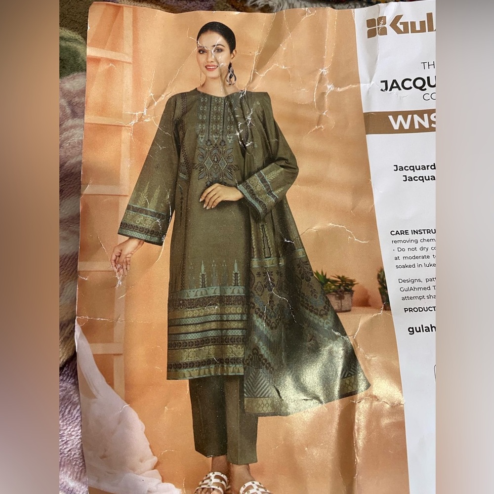 Pakistani Gul ahmad 3 pieces jacquard cotton linene dress size large